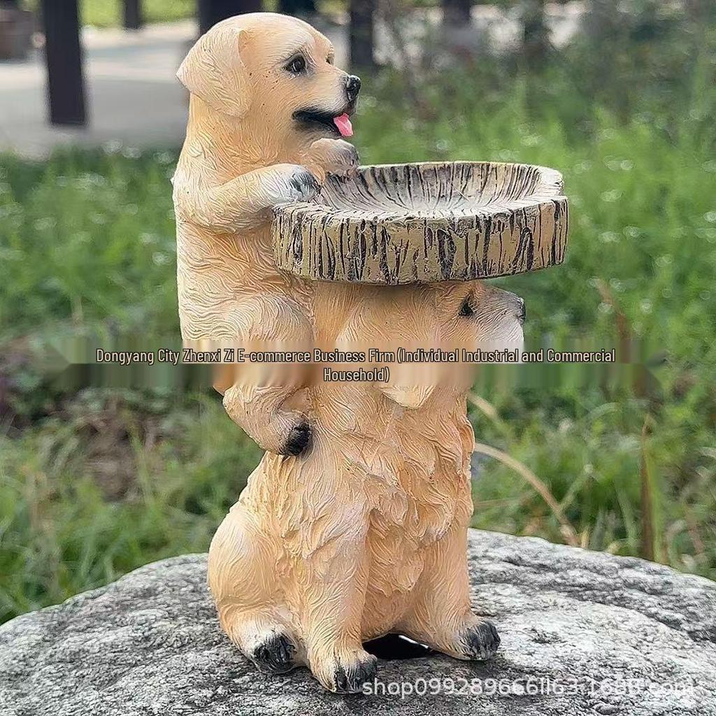 Puppy Pet Bird Feeder Resin Garden Ornament