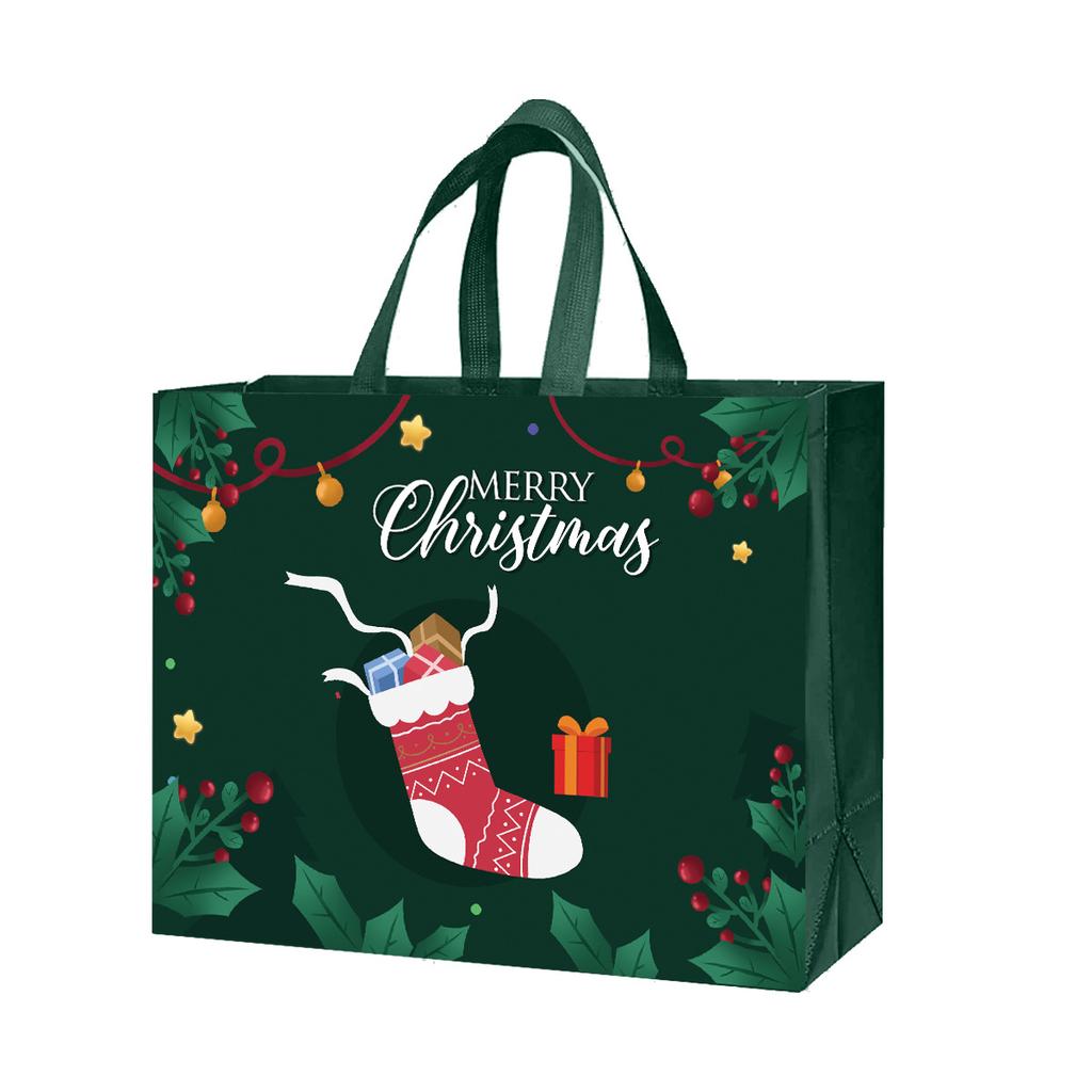 Handheld Gift Bag Christmas Non-woven Bag Portable Reusable Christmas Shopping Bag Eco-friendly Packaging Bag