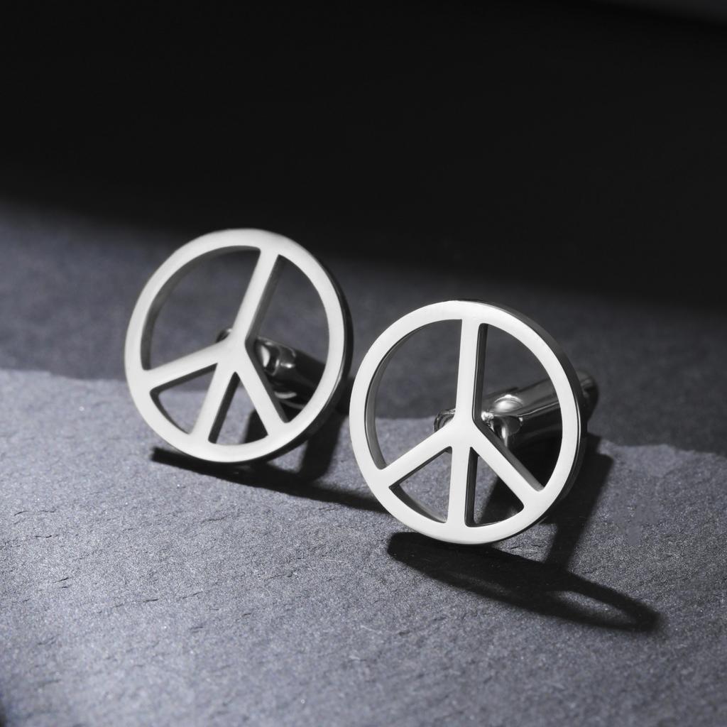 LIKGREAT Stainless Steel Cufflinks for Men Peace Symbol Classic Lapel Pin Cufflink for Suits Office Business Gift Jewelry