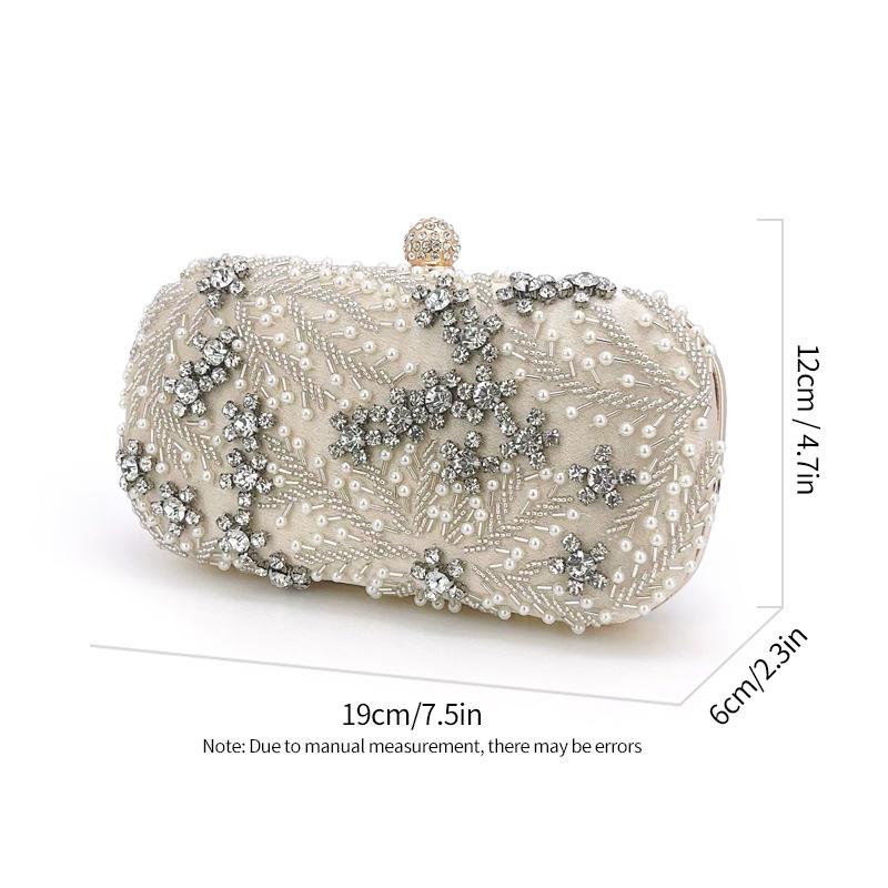 

Shiny Handmade Party Bag Dazzling Flower Women Crystal Pearl Clutch Evening Bags Hollow Out Wedding Shoulder Handbag And Purse
