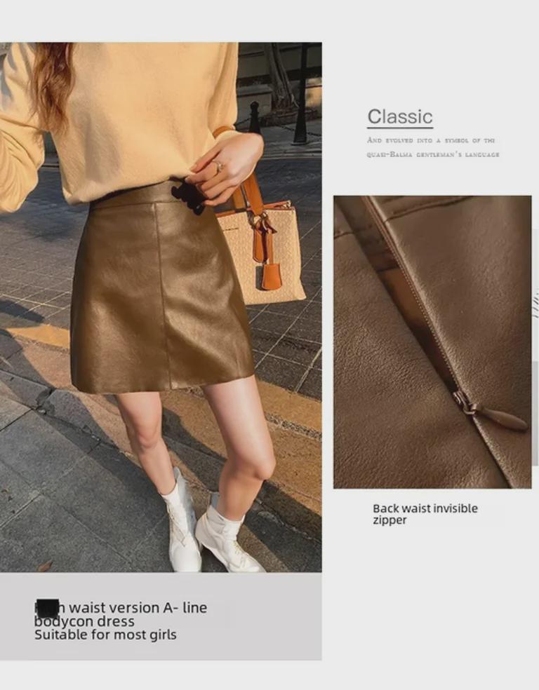 Women's High Waist Slim PU Leather Skirt - Popular Autumn/Winter 2023