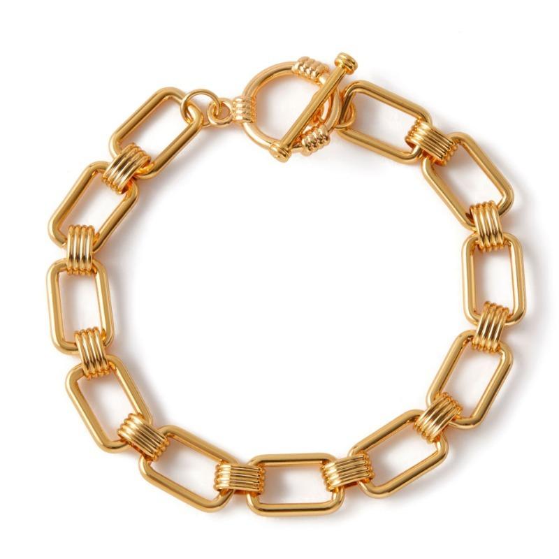 Minimalist Gold Plated Color Retention Neutral Thick Chain Handmade Plain Bracelet