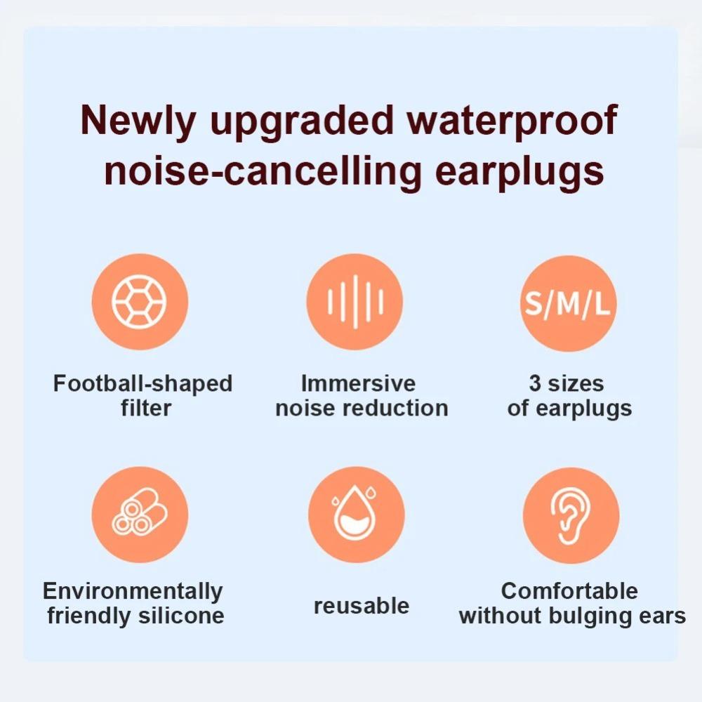 1 Set Anti-Noise Swimming Earplugs Waterproof P Silicone Ear Plug  for Travel Work