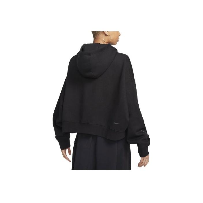 Nike Logo Print Drawstring Hoodie With Long Sleeves Women Tops Charcoal-Gray DQ5807-045