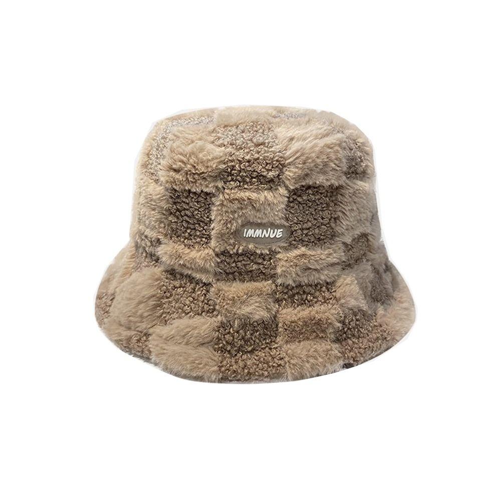 Soft Lamb Winter Bucket Hat Autumn Winter Beanie Cap Casual Plush Fisherman Hat  Women