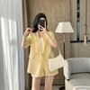 2025 Women's Summer White Blazer & Short Sleeve Suit Set - Plus Size, High-End, Fashionably Loose Fit