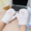 Fold-eared Rabbit Mittens Female Winter Cute Warm and Cold-proof Plush Thickened Plush Neck Cartoon