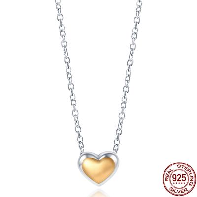 100% Real 925 Sterling Silver Gold Love Heart-shaped ChainNecklace Birthday Gifts for Ladies Fashion DIY Jewelry for Boutique