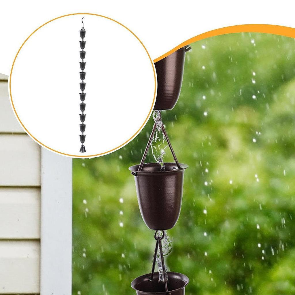 Rain Chain for Gutter Replacement Downspout Sheds Patio Deck Roofs Awnings Round Cups Rainwater