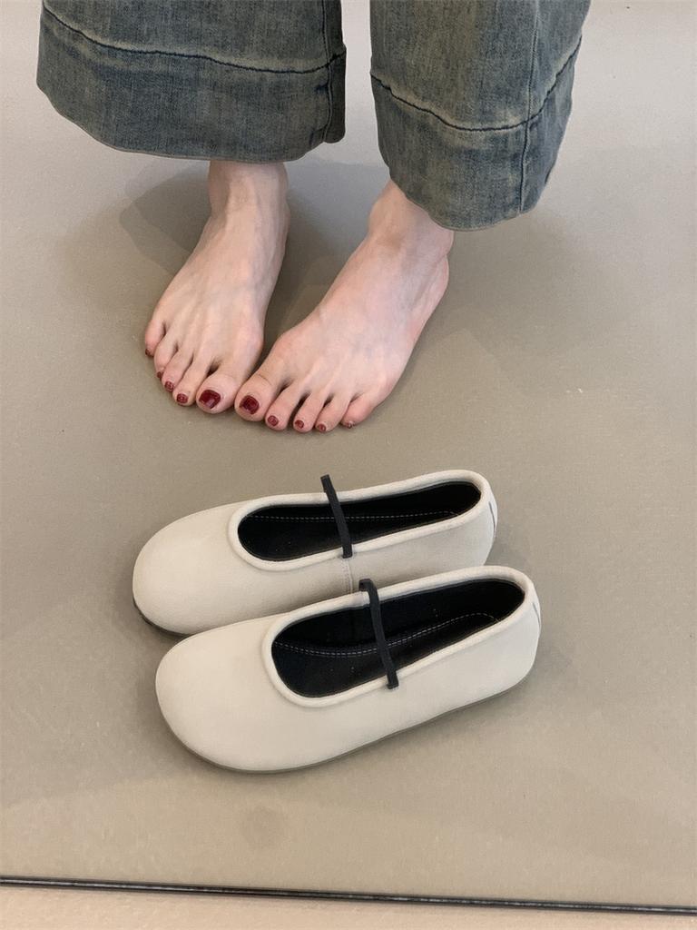Vintage Mary Jane Shoes Women's 2025 Summer New Mori Women's Literary Matte Cute Round Head Shallow Mouth Beanie Shoes