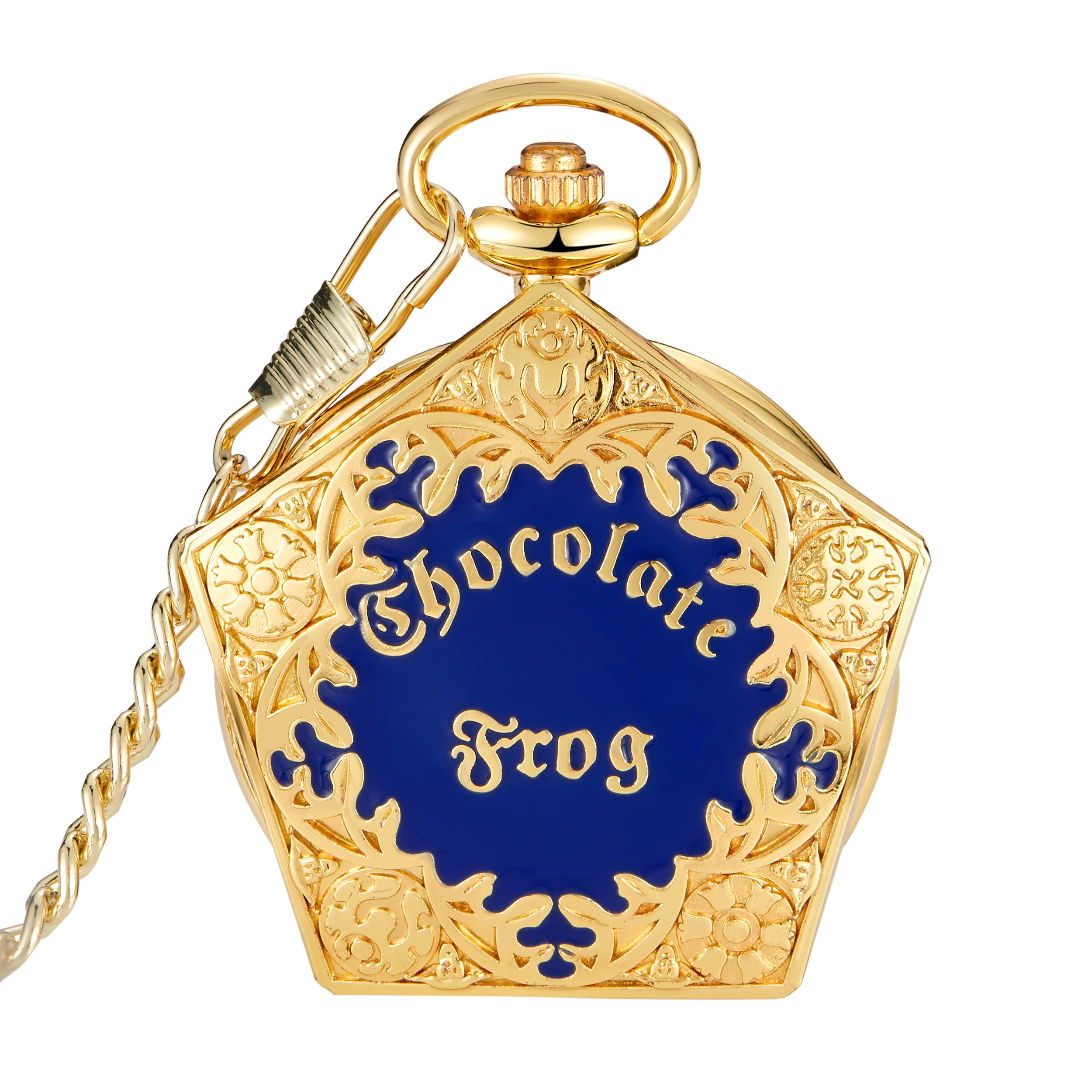 

Персонализированные модные часы-подвеска кварцевые в пентагональном золотом и синем корпусе в стиле колледжа для мальчиков и студентов карманные часы