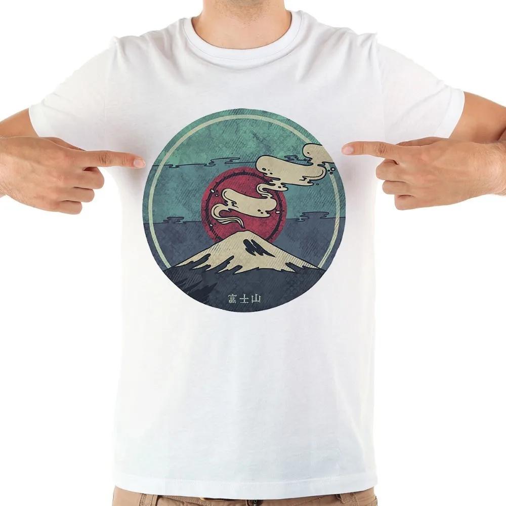 Mount Fuji Disc Funny Retro Artistic T ShirtUnisex Homme Summer New White Casual Cool Tshirtvintage Unisex TeeBreathable Print