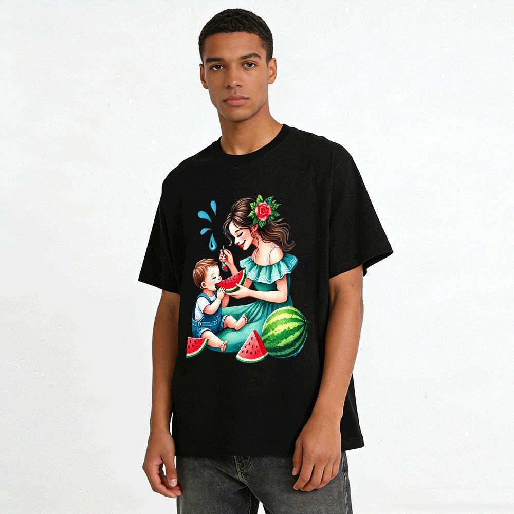 Summer Parent-Child Watermelon Time Printed Casual Top Pure cotton T-shirt