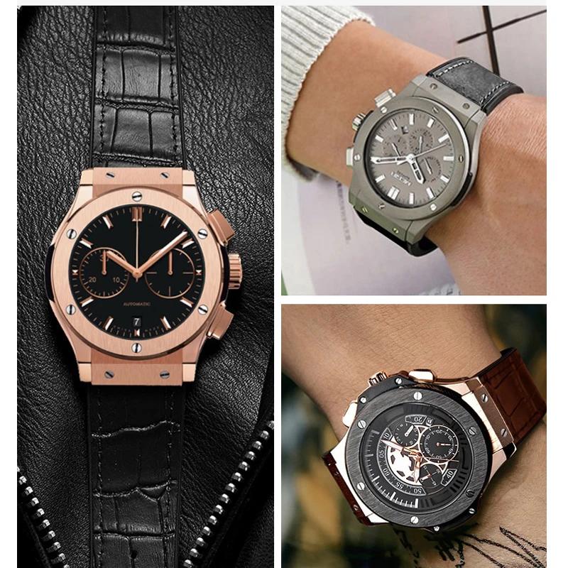 Uhrenarmband Für HUBLOT BIG BANG Echtes Leder 25mm*19mm Wasserdicht Herren-Uhrenarmband Kettenuhr Gummikette