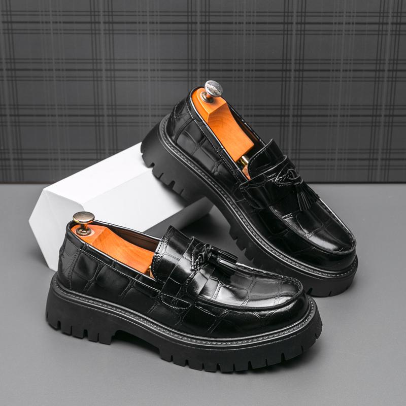 New Original Design Tassel Men's Leather Shoes Thick Bottom Dress Shoes Casual Korea Style Gentleman Office Oxford Shoes Loafers