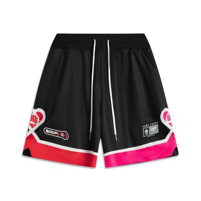 Li Ning Basketball Series Sports Lace-Up Color Block Letter Loose Comfortable Versatile Simple Casual Shorts Men Shorts Black AAPV171-2