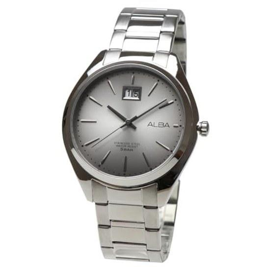 SEIKO ALBA Mens Wristwatch AQ5143X1 Stainless Business Analog Date Calendar Men Silver Gray Japanese Movement Quartz Simple Bracelet