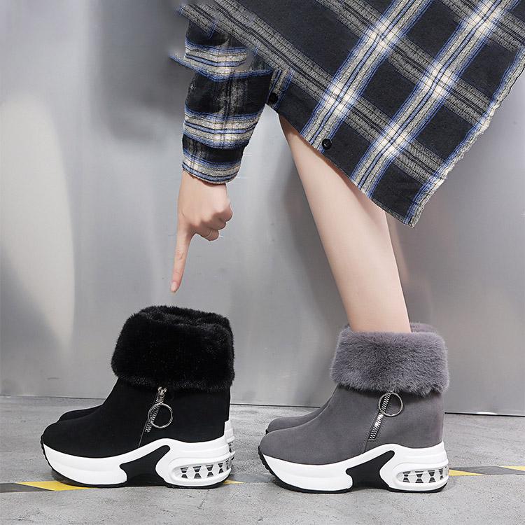 Autumn Winter Plus Size Women's Thick Soled Snow Boots Comfortable Warm Sponge Cake Slope Heel Velvet Short Cotton Boots 35-43