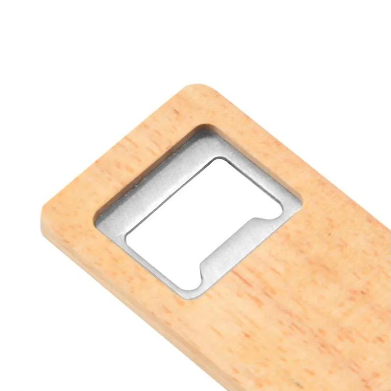 Bottle Wooden Beer Opener Portable Simple Flat Corcrew Bar Household Kitchen Tool CM