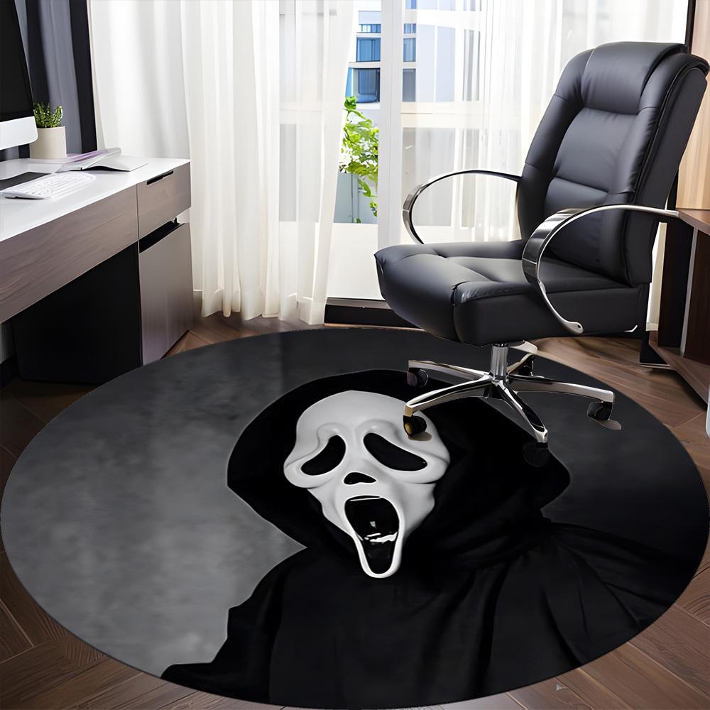 1pc Scream Mask Chair Carpet for Office Non Slip, Machine Washable Rug for Office, Room Holiday Decor for Christmas, Birthday Polyester