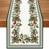 1 Christmas Pinecone Holly Table Runner Floral Pattern Festive Winter Holiday Decor for Dining Table Christmas Party Decorations