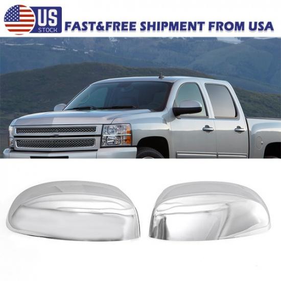 Fits Chevrolet Silverado GMC Sierra Yukon 2007~13 Full Chrome Mirror Cover Caps
