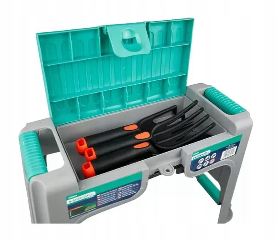 Foldable 3-in-1 garden kneeler stool with storage