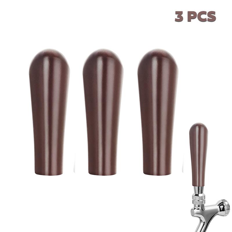 3 PCS Beechwood Tap Handle for Beer,3/8" Thread Dark Brown Beer/Coffee Faucet Handle,Medieval Classical Aesthetics Comfort Grip