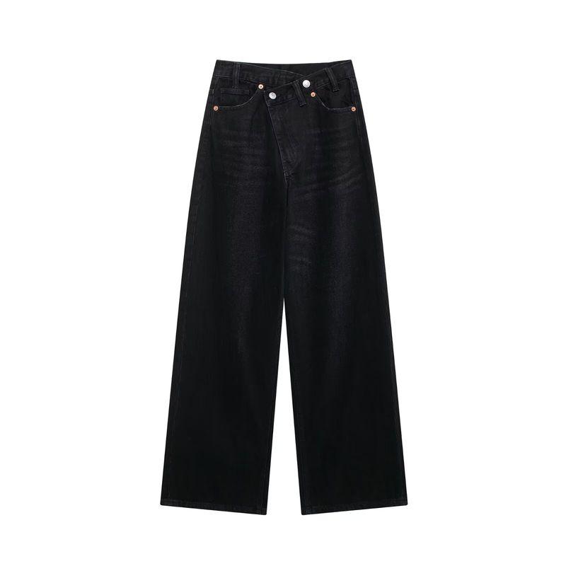 Kaslead New Arrival Women's Clothing Fashion Style Fashion All-Match High Waist Wide Leg Denim Pants 8197232