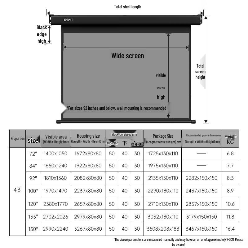 IN&VI 100-inch Electric Remote Control Projector Screen