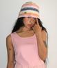RONRON Multi Stripe Knit Bucket Hat Orange Pink