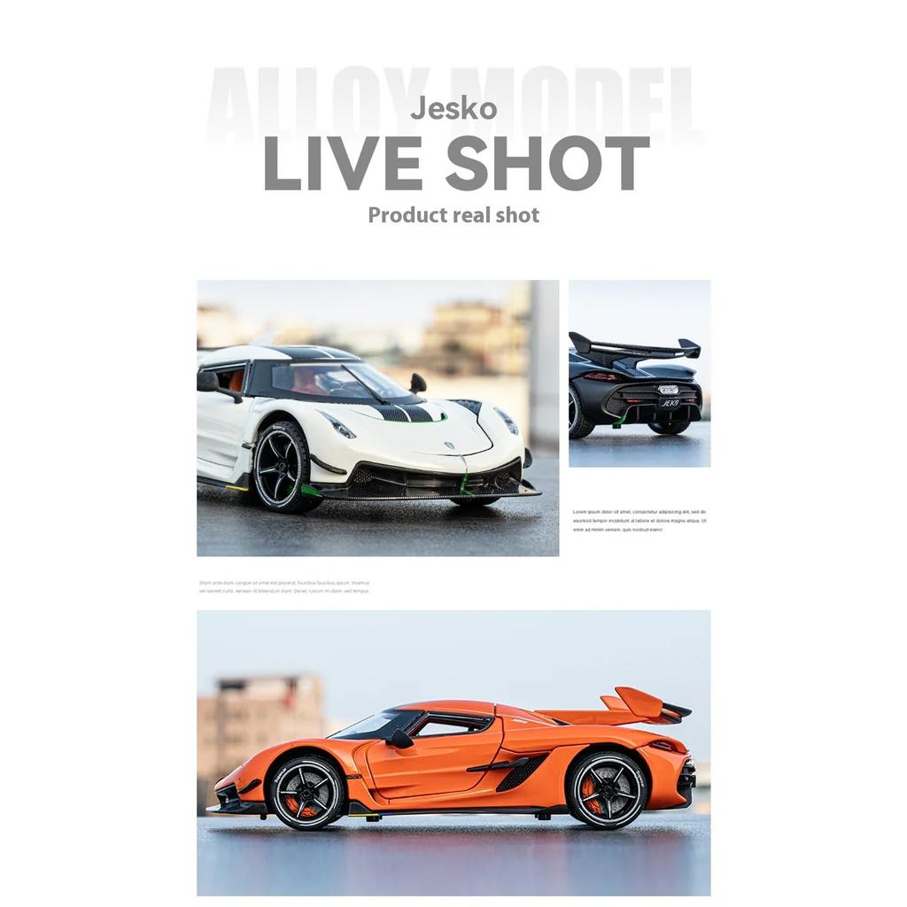 1/24 Koenigsegg Jesko Cool Sports Car Alloy Model, Rotor Door, Simulated Sound and Light, Restored Details, Exquisite Desktop Ornaments