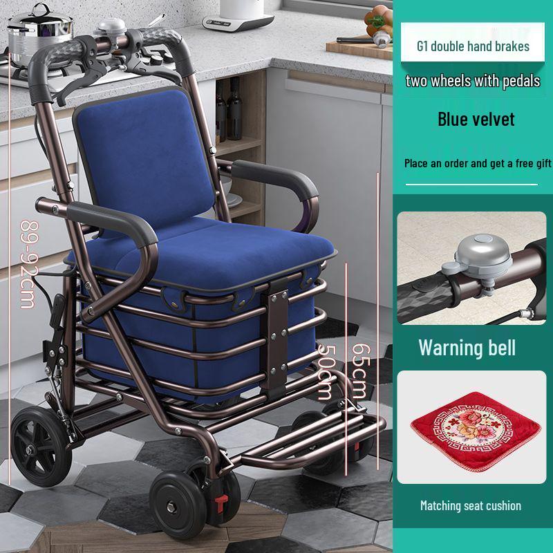 Leide Zhu Foldable Mobility Handcart: Sit & Push Shopping Trolley for Elderly