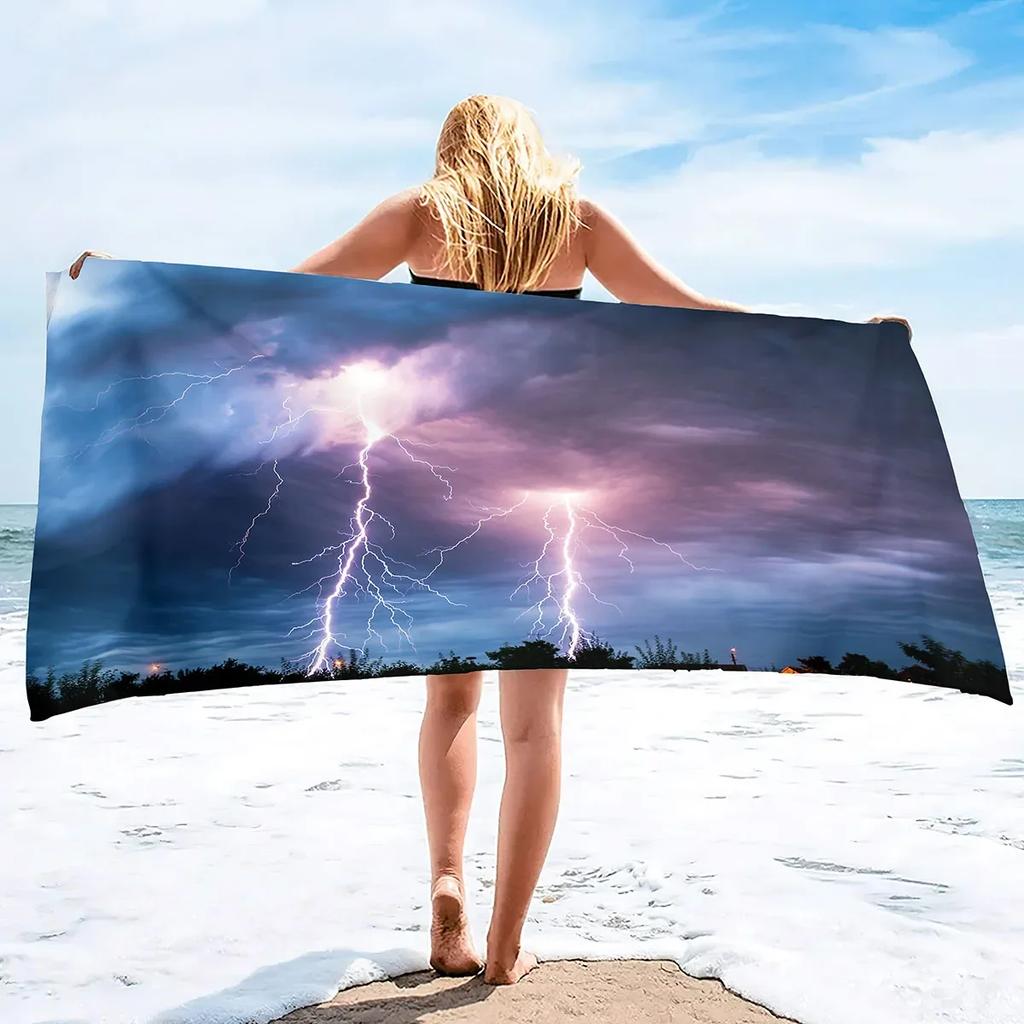 Oversized Beach Towel,Lighting Print Extra Large Big Pool Swim Travel Soft Towel Blanket Camping Cruise Lounge Chair Cover Gift