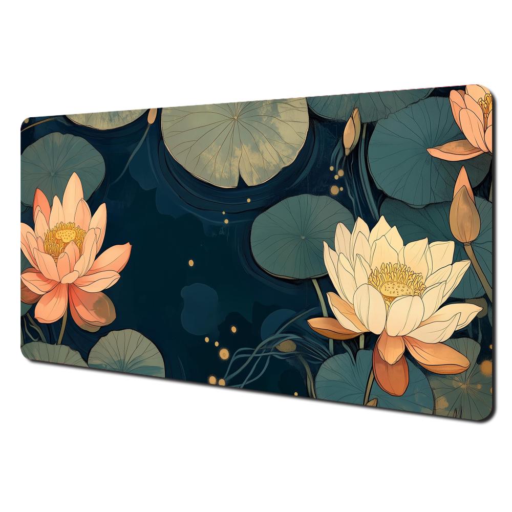 Retro Flower Art Rendering Mouse Pad Desk Mat Gaming Mat Gamer Pc Accessories Keypad Expansion Pads Rubber Antislip Office Pads