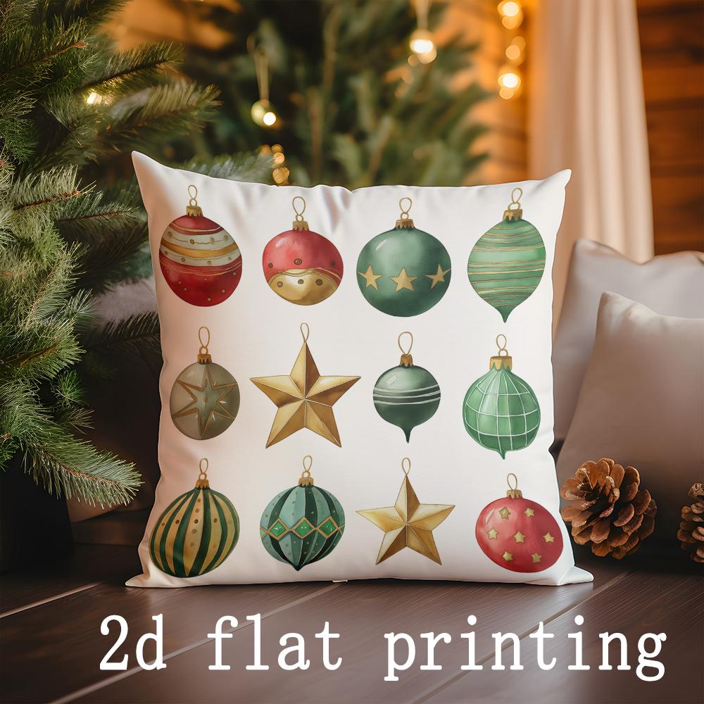 

Home Decor Christmas-themed Animal & Ornament Pillow Covers Pattern Cushion Cover Suitable for Sofa Bedroom Car Pillow Cover 40x40cm
