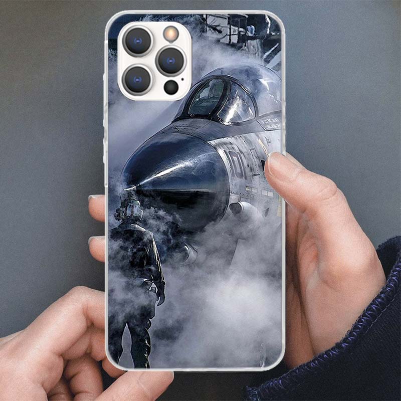 Military Aircraft Warship Fighter Phone Case For iPhone 17 16 15 14 13 12 11 Pro Max Mini Plus Air 7 SE 8 Soft Silicone Print Sh