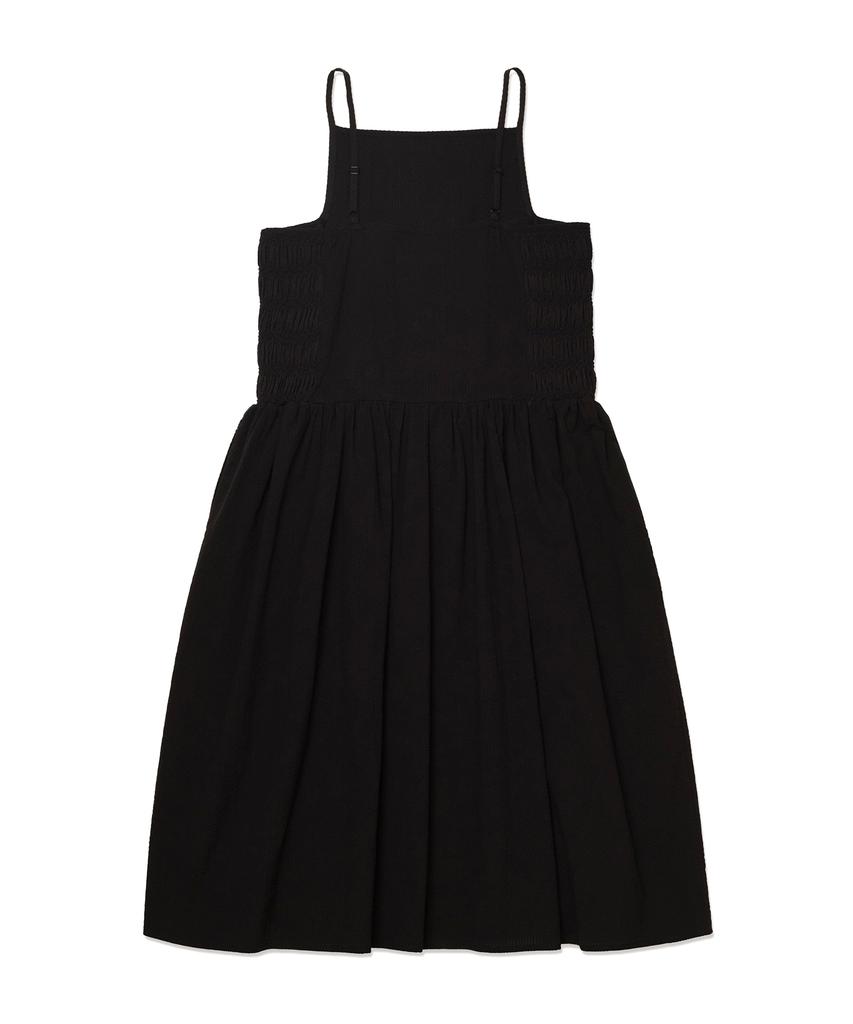 COTTON BELL Seersucker Smocked Dress - Black
