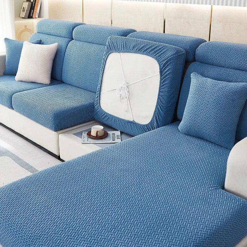 Capa de almofada de sofá de pelúcia jacquard grossa chalse capa de almofada de encosto longo protetor elástico para capa de sofá de 1/2/3/4 lugares