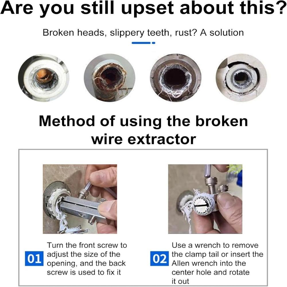 Extractor de șuruburi ușor de îndepărtat, set DIY pentru extractor de șuruburi deteriorate, pentru țevi de 1/2 inch și 3/4 inch
