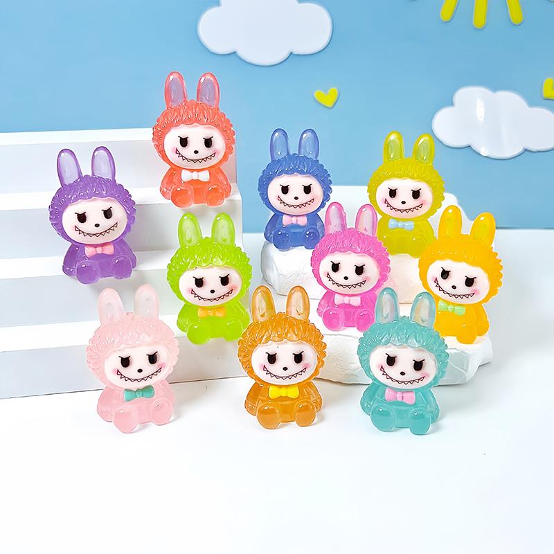 Luminous Labubu Doll Micro Landscape Car Diy Resin Decoration Accessories Glow Piglet Toy