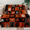 2D Flat Design, Single Piece, FlannelLike Comfortable Blanket, Black Pumpkin Hat Pattern, Soft and Warm Throw Blanket, Orange, Suitable Bed, Sofa, Cam