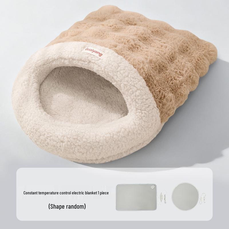 Cozy Semi-Enclosed Cat & Dog Sleeping Bag Bed - Winter & All-Season Use