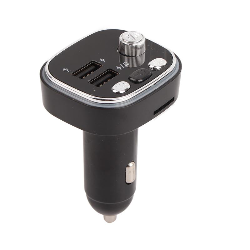 Car Bluetooth Player 2 USB Ports Charger 7 Color Lights FM Transmitter For Hands Free Calling Silver