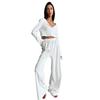 European & American 2025 Autumn Jacquard Knit Cardigan Pajama Set - Soft Hollow Cross-Stitch Homewear for Women
