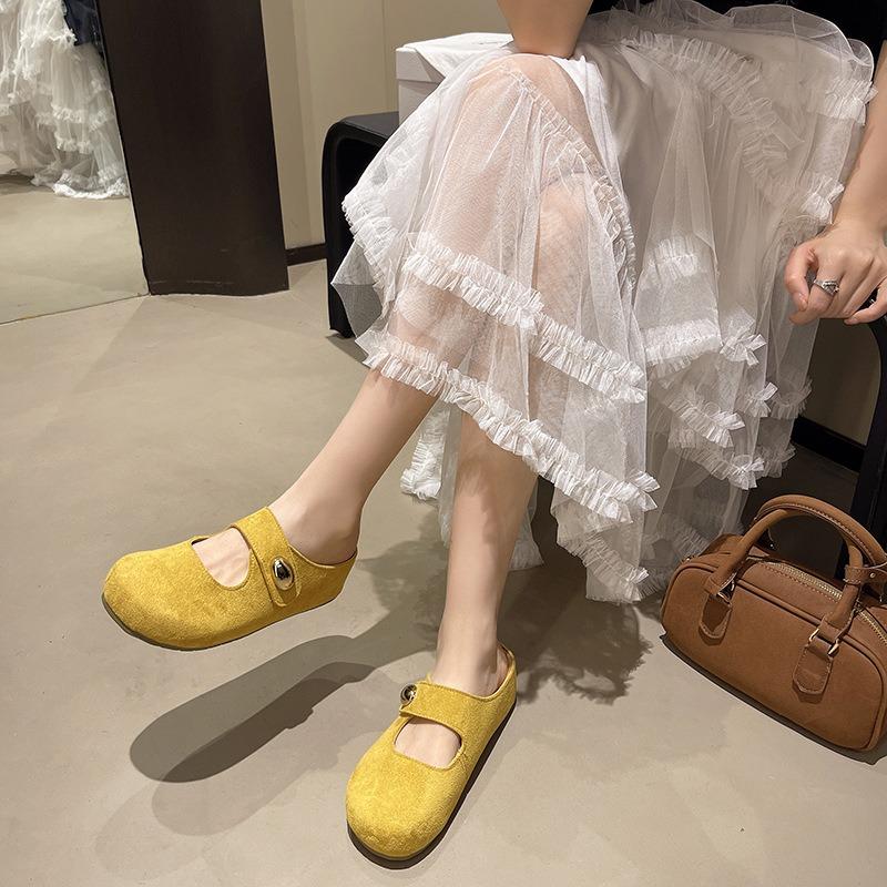 Inner height-increasing slippers for women to wear new thick-soled bag head half slippers with skirt and one pedal slippers
