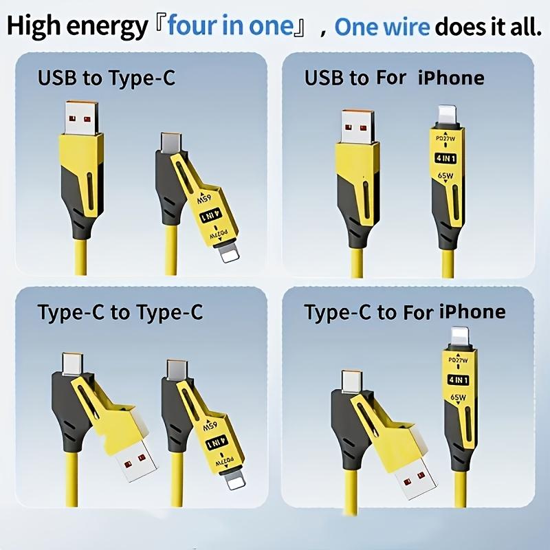 3pcs 4-in-1High-Speed Charging Cable USB Cable Travel Car Charging The Best Choice Spring Telescopic Charging Cable for SamSung Xiaomi for Huawei OPPO
