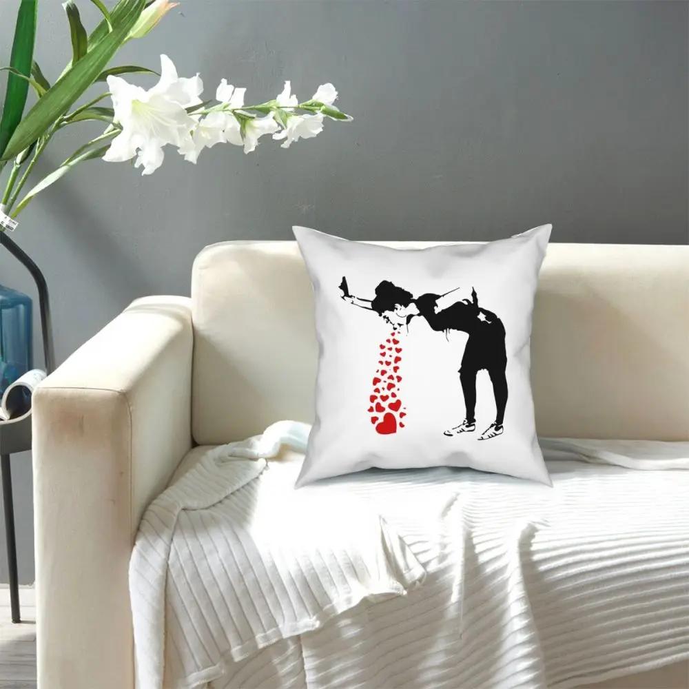 Liebeskranke Banksy Streetart Kissenbezug Kissen für Sofa Graffiti Kissenbezüge