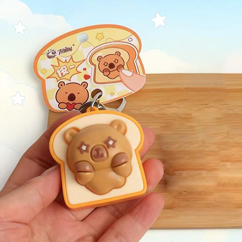 Mini Steamed Bun Stress Relief Keychain, Slow Rebound Soft Squeeze Decompression Toy Fidget Clicker Key Ring Bag Pendant Gifts
