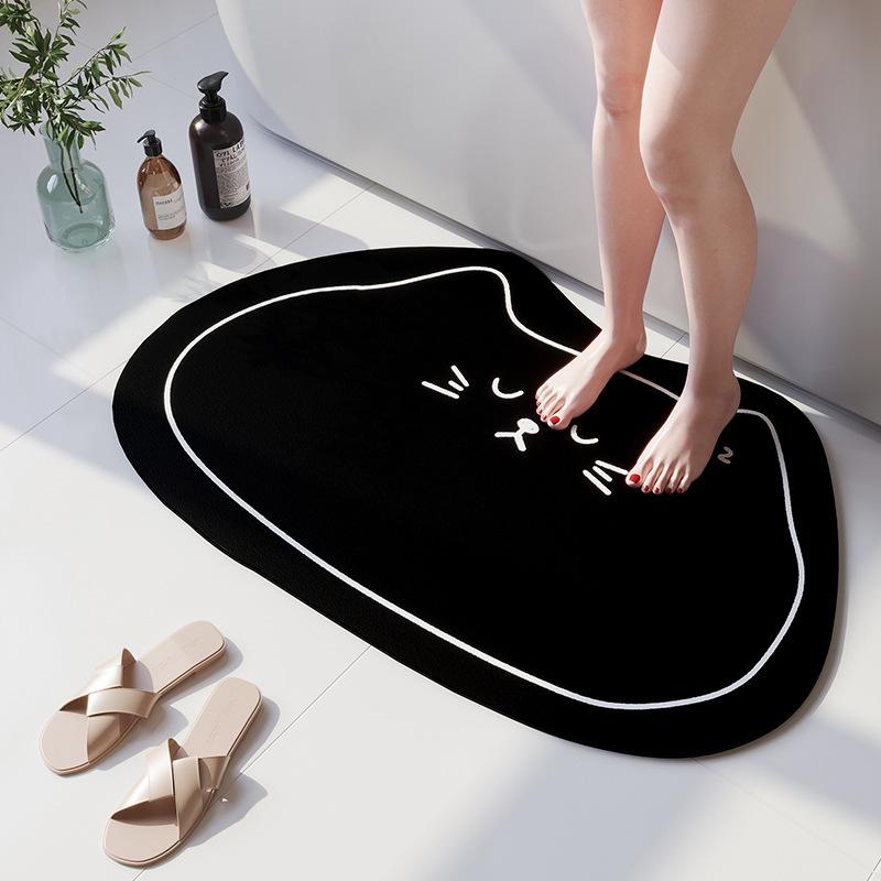 Cartoon Animal Diatom Mud Mat For Bathroom High Absorbency Fast Drying Washable Doormat Anti Slip Bath Rug For Kids Shower Room